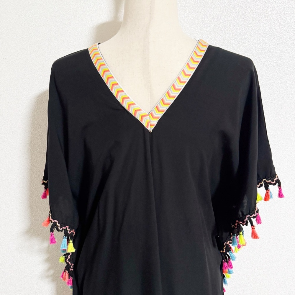 NEW La Moda True Colours Tassel Trim Caftan Tunic Swim Cover - Picture 6 of 10